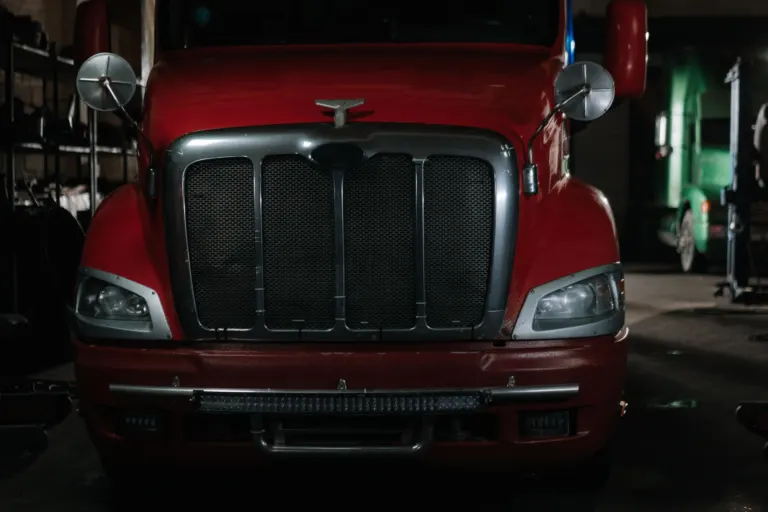 Classic semi truck with chrome grille